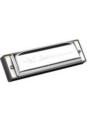 Mike Music Swan 10 Hole 20 Tones Harmonica Key of C Blues,Mini Harmonica for Beginners (C 10)