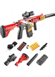 مجموعة بندقية قنص فوم بلاستر للأطفال – مسدس لعبة مزود بغطاء أمان من مادة إي في إيه مع مخزن – لعبة نيرف فضية وذهبية من AWM – هدية عيد ميلاد مثالية للأولاد والبنات