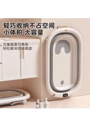 حوض استحمام قابل للطي للأطفال مع مؤشر لدرجة الحرارة، حوض استحمام أساسي للأطفال حديثي الولادة والرضع مع وسادة دعم المقعد