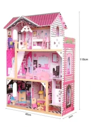 Wooden Dollhouse for Kids &ndash; Dream House Toy for Little Girls, Pretend Play Dollhouse with Furniture, Educational Toy for Children 3+ Years Old, Safe and Durable
