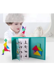 لعبة بازل مغناطيسية مع 7 أشكال ملونة ولعبة تعليمية مع حل لتحدي الأطفال والكبار من أيوانتو