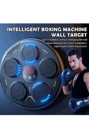 Smart Boxing Machine &ndash; Wall-Mounted Musical Punching Equipment with Bluetooth for Home Workout &ndash; Includes Gloves &ndash; Perfect for Adults &amp; Kids
