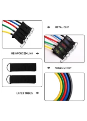 جينيريك - 11 قطعة/مجموعة احزمة مقاومة وسحب للياقة البدنية