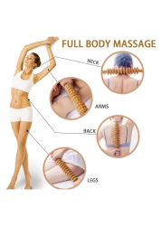 Wood Massage Stick Roller for Cellulite Lymphatic Drainage Wooden Manual Self Therapy Massage Tool for Muscle Deep Tissue - Handheld Curved Body Massager for Legs, Back, Stomach, Waist