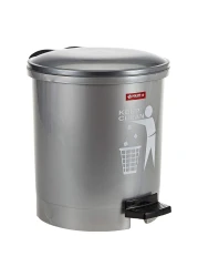 ليون ستار سلة مهملات ذات خطوة مستديرة 5 لتر - رمادي