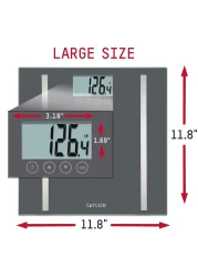 Taylor Digital Body Composition Scale, Bathroom Scale for Body Weight, Measures Body Fat, Body Water &amp; Muscle Mass, 8 User Recognition, Normal &amp; Athlete Modes, FSA HSA Eligible, 400 lb Capacity, Black