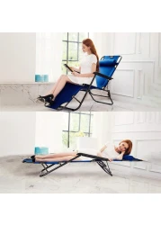 كراسي تخييم قابلة للطي للبالغين مع مساند للذراعين خفيفة الوزن ومحمولة لكرسي الشاطئ مثالية لرحلات القوافل وحفلات الشواء والحديقة والنزهة LB-20455 - أزرق داكن