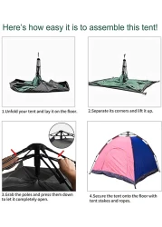 Camping Tent for 3-4 Person, Easy Instant Pop Up Tent Automatic Tent, Assorted Color