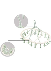 Aiwanto Laundry Hanger Drying Rack - Foldable Clip and Drip Hanger with 18 Clips, Rotatable Clothes Drying Rack, Sock Hanger (Green)