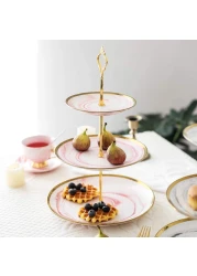 Aiwanto 3-Tier Cupcake Stand Tower Dessert Display Plate Pink Serving Tray Dish Treat Stacked Pastry Fruit Serving Platter Carrier for Gift Tea Party Restaurant