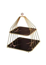 حامل كب كيك من طبقتين - قاعدة سوداء حامل كعك أنيق للحلويات وحفلات الزفاف والمناسبات وديكور المنزل والمطبخ