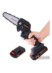 منشار تقليم كهربائي محمول منشار سلسلة كهربائي صغير مقص تقليم خفيف الوزن منشار بالمنشار مناسب لقطع الخشب 4 بوصات حوالي 10.16 سم أسود