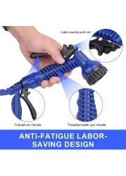 3 Times Expandable Flexible Garden Hose Leak-Proof High-Pressure Telescopic Hose No Kinks Flexible Hose with 7 Functional Spray Nozzles Used for Car Wash Watering (100FT / 30M)