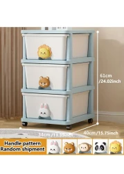 Cozy Nest 3-Layer Children's Toy Plastic Rolling Drawer Clothes Storage Box Organizer With Wheels For Office Kitchen Container Bathroom Living or Playroom Study