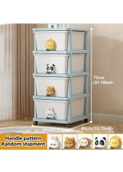 منظم صندوق تخزين الملابس والألعاب للأطفال بأربعه طبقات و أدراج متدحرجة من البلاستيك مع عجلات للاستخدام في المكتب أو المطبخ أو الحمام أو غرفة المعيشة أو غرفة اللعب أو الدراسة.