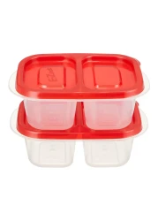 لوك اند لوك إيزي حافظة طعام بلاستيكية مستطيلة HLE7204 شفاف/أحمر 260 ملل 2 قطعة