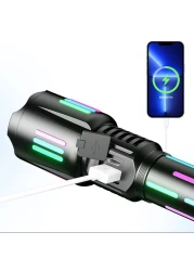 High-Power LED Flashlight &ndash; USB Rechargeable Tactical Lantern with Telescopic Zoom, Long-Distance Lighting, Waterproof Outdoor Torch for Camping, Hiking,