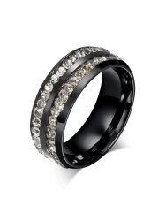 Generic-Fashion New Hot Unique Punk Female Metal Titanium Steel Ring for Woman Party Wedding Band Gift Charm Jewelry