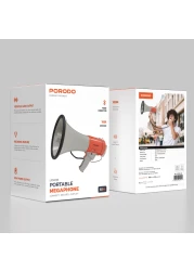 Porodo Portable Bluetooth Speaker &amp; Recorder Megaphone, 700m Effective Range, Up to 8 hours Battery Life, Powerful 50W Output, Multi-Mode Functionality, Recorder and Playback Messenger - Orange
