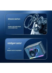 مكبر صوت كاريوكي بلوتوث مع ميكروفون، مكبر صوت محمول بدون استخدام اليدين مع أضواء LED، مكبر صوت للحفلات قابل لإعادة الشحن