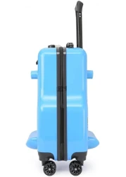 حقيبة سفر للأطفال يمكن الركوب عليها، حقيبة سفر بتصميم فريد للأطفال - حقيبة سفر بعجلات للأطفال، حقيبة سفر بحزام أمان ومقبض تلسكوبي، هدية يوم الطفل