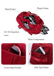 MahMir Gym Bag with Shoes and Waterproof Pocket (Red)