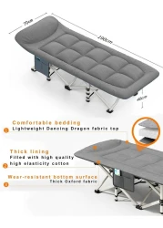 سرير تخييم محمول مع وسادة – كرسي استرخاء قابل للطي للاستخدام في الهواء الطلق والشاطئ وحمام السباحة والفناء – مثالي للتخييم والاسترخاء والسفر