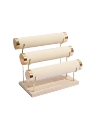 حامل عرض الأساور ثلاثي الطبقات - منظم مجوهرات للأساور والأساور والأقراط والساعات - رف عرض عصري للاستخدام في خزانة الملابس أو المسكن أو البيع بالتجزئة