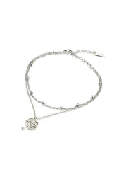 Aiwanto Anklet Silver Double Chain Ankle Chain Anklets Gift