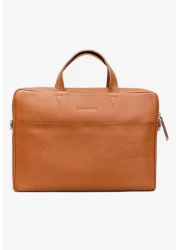 LACAMBRA Genuine Leather Laptop Bag for Women Men Protective Computer Laptop Shoulder Bag Premium Business Office Briefcase Messenger Sleeve with Belt 15 Inch Laptop Carrier Adjustable Strap, Brown