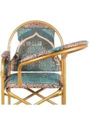 Comfortable Folding Prayer Chair for Elderly with Backrest and Side Pocket (Blue)