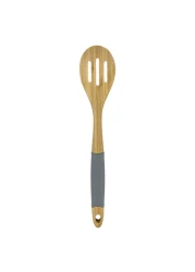 Home Pro Bamboo Slotted Spoon Brown And Blue