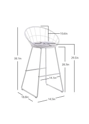 Jeffcoco Furniture Bar Stool, High Bar Chair White Steel Frame Leather Seat Chair For Kitchen Bar table Dining Chair (Two Piece)