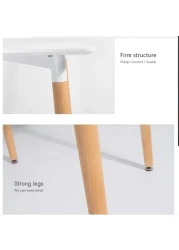 LANNY Modern Wood Dining Table Wooden Table Kitchen Table T5 Square Kitchen Leisure Table with Solid Wooden Legs for Home Office Restaurant Use-WHITE