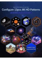 جهاز عرض المجرات الليلي - مصباح عرض السماء المرصعة بالنجوم يدور بزاوية 360 درجة، مصباح ليلي للقبة السماوية لغرفة نوم الأطفال، هدية مثالية لعيد الحب والزفاف