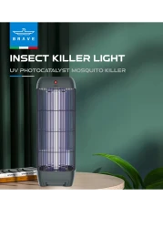 Brave Electric Mosquito Killer Bug Zapper with 15W UV Lamp, Powerful Indoor &amp; Outdoor Insect Trap, Quiet, Safe, and Effective for Home, Kitchen, Patio, and Commercial Use (GREY BIK-04)