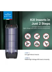 Brave 15W 1800V Electric Mosquito Killer Bug Zapper Indoor & Outdoor UV Lamp Insect Trap Safe & Chemical-Free Quiet & High-Efficiency Wide Coverage Easy to Clean