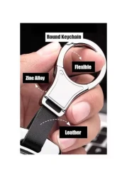 Land Rover Key Cover Premium Metal Leather Key Holder with Keychain Protective Case for Range Rover, Discovery, Evoque, Defender, Sport Key Fob
