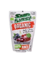 Sun Blast Organic No Added Sugar Apple Cherry And Blackcurrant Juice 200ml Pack of 10