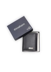 Inahom محفظة ثلاثية الطيات منظمة من جلد نابا مسطح من الجلد الطبيعي الأملس IM2021XDA0006-400- أزرق كحلي