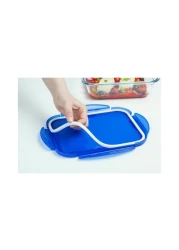 Pyrex Cook &amp; Go Rectangular Food Container With Lid Clear/Blue 1.7L
