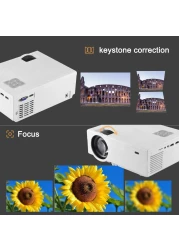 FunLites &nbsp; Bluetooth 1080P Projector,+80% Brightness Video Projector with 200" Display 60,000 Hrs Led Home Theater Projector,Native 1080P Compatible with Fire TV Stick,PS4, HDMI, VGA, AV and USB