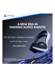 بلاي ستيشن بالس إليت سماعة رأس بلوتوث فوق الأذن _أبيض وأسود_