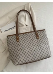 New Minimalist Retro Large Capacity Tote Bag Zipper Opening Lightweight Soft Sided Shoulder Bag Suitable For Women s Daily Casual Use