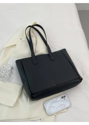 Minimalist Black Double Handle Square Bag