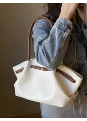 حقيبة يد جلدية قماشية من نوع Feisture، سعة كبيرة ذات لون أساسي، أنيقة وناضجة للنساء، بتصميم كلاسيكي، مناسبة للفتي