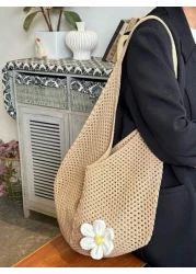 New Beach Vacation Straw Shoulder Bag For Women Large Capacity Woven Underarm Tote Bag Summer Perfectly Matching With Vacation Outfits Women