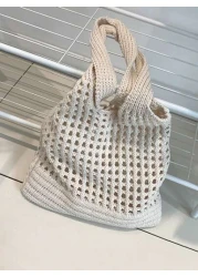 Yogodlns حقيبة كتف محبوكة للنساء والفتيات، بتصميم هولو مزخرف بالأزهار، بسعة كبيرة، يد التسوق، حقائب الكروشيه، حق