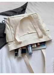 Multi Pocket Tote Bag For Women Canvas Bag With Handle Bag Large Capacity Purse Reusable Handbag Canvas Tote Bag Perfect For Daily Use And Travel Tote Bags For Students Multiple Compartments Perfect F