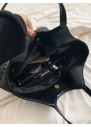 حقيبة كتف كبيرة السعة ذات مقبضين مبطنة، خفيفة الوزن، رسمية وأنيقة للأعمال، مزيّنة بالزهور للنساء والفتيات ال